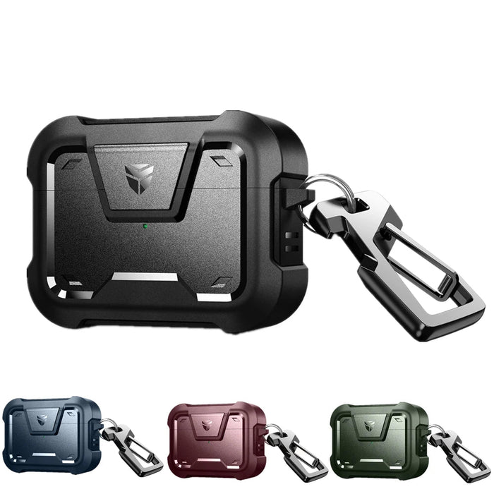 For Apple Airpods Pro Full-Body Rugged Protective Case With Secure Lock Keychain Design