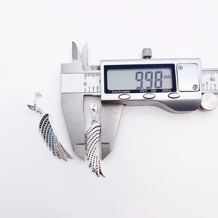 925 Sterling Silver Rainbow Hummingbird Wing Earrings Boho For Women