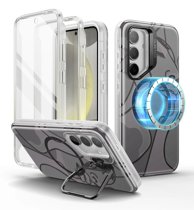 For Samsung Galaxy S24 360 Full-Body Dual Layer Rugged Shockproof Magnetic Magsafe Compatible Case With Camera Stand