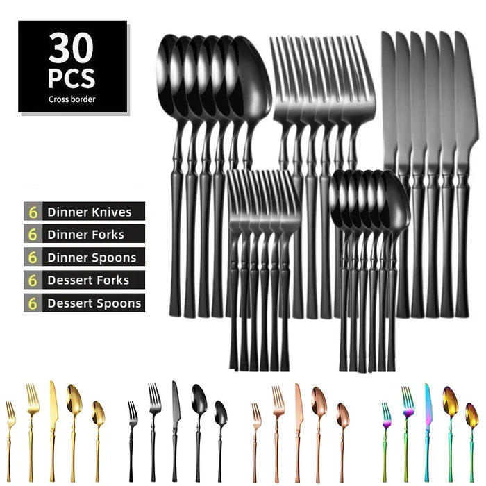 30 Piece Rust Resistant Flatware Set For Restaurants Parties Weddings