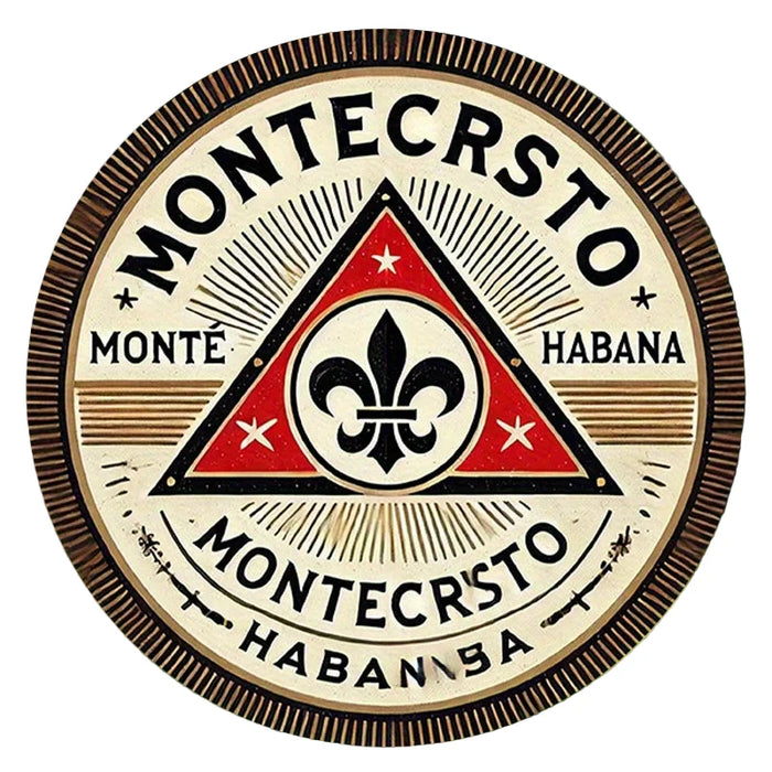 Vintage 8 Montecristo Cigar Metal Sign Red / Black Triangle Design
