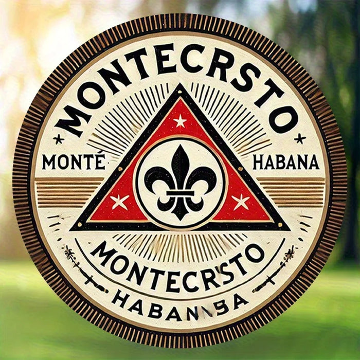Vintage 8 Montecristo Cigar Metal Sign Red / Black Triangle Design