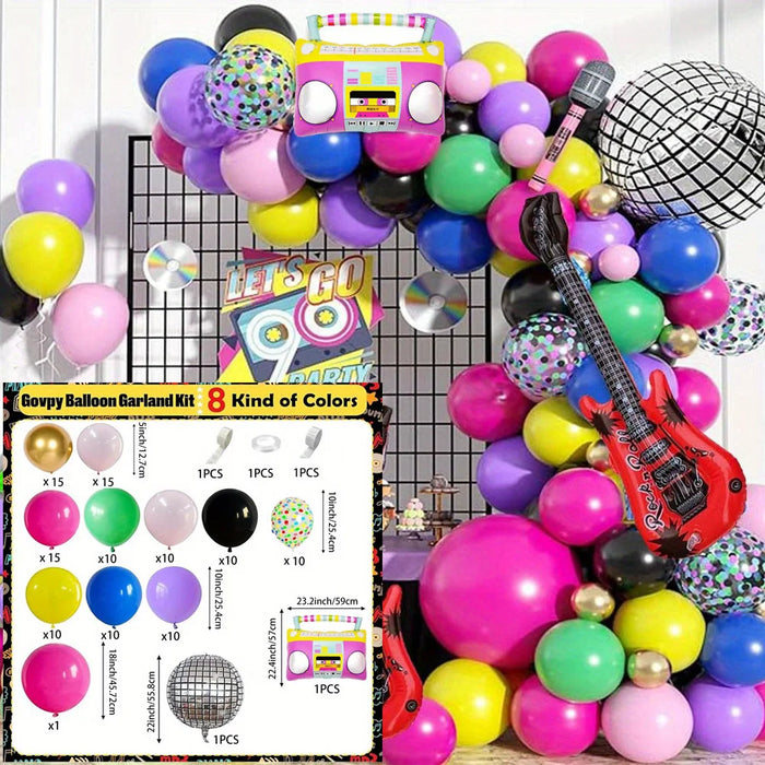 121Pcs Retro Disco Carnival Theme Balloon Set For Birthday Adult Hawaiian Dance Summer Party Carnival Theme Decoration