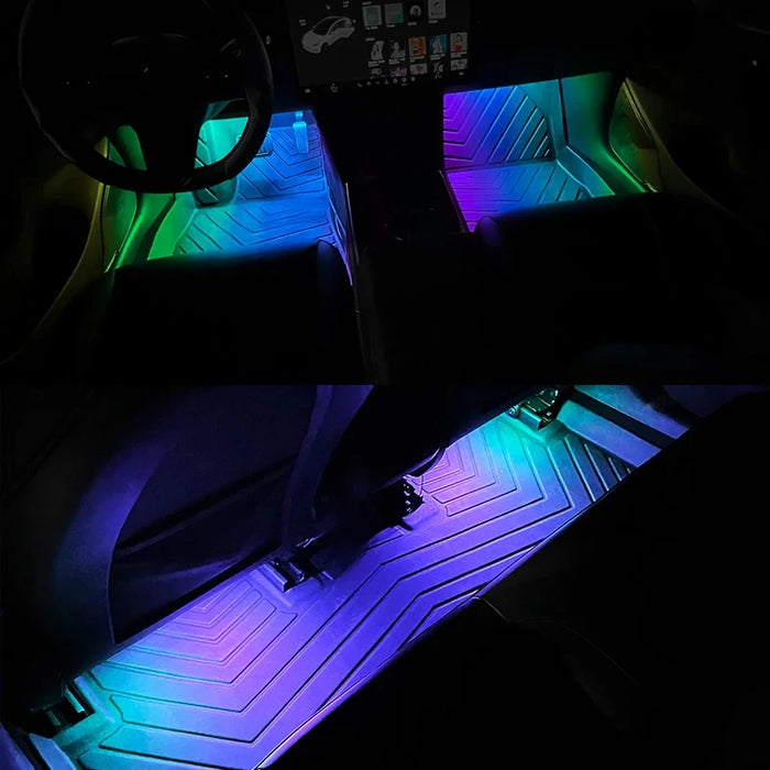 Rgb Car Interior Ambient Foot Light Music Control Auto Atmosphere 12V