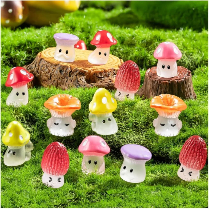 24Pc Luminous Mini Mushrooms For Fairy Garden Decor