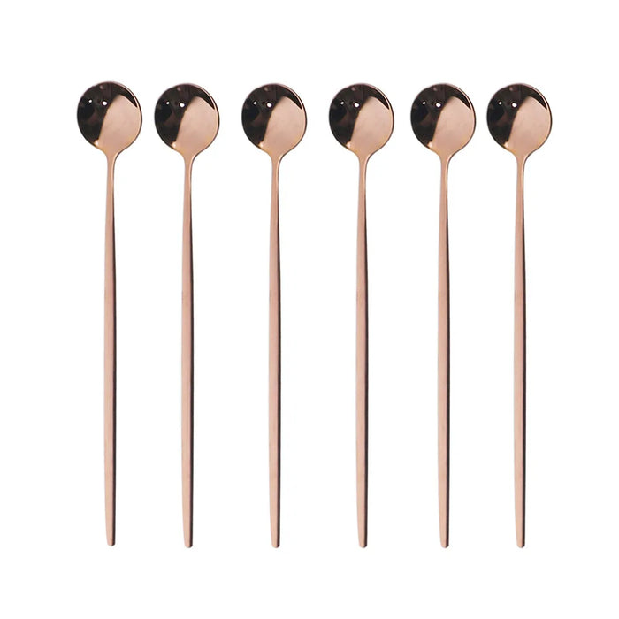 6 Piece Stainless Steel Dessert Spoon Set For Coffee Tea And More