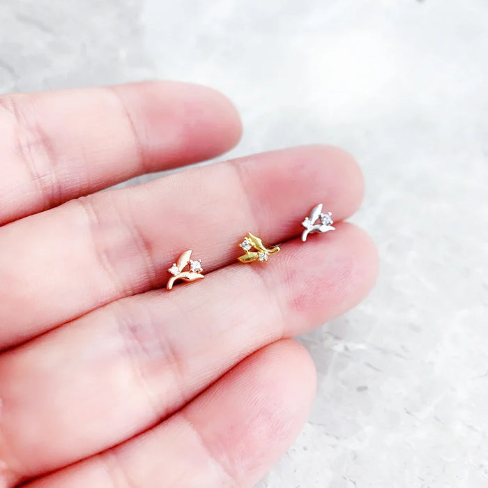 925 Sterling Silver Leaf Ear Studs For Women Trendy Gift