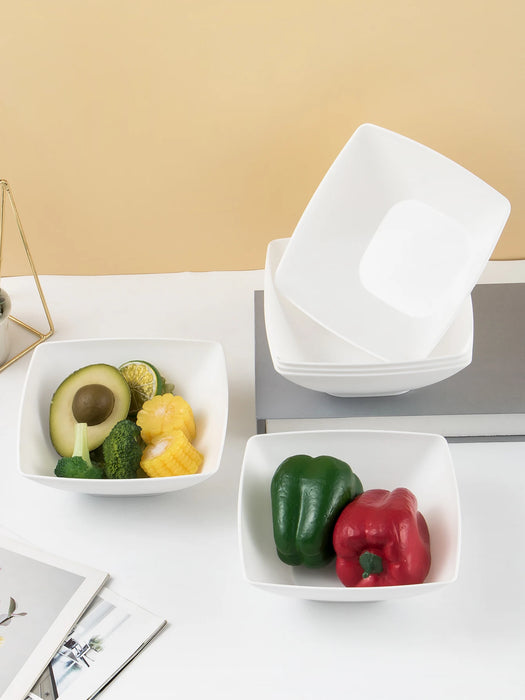 2 / 6 / 12 Piece Reusable Large White Plastic Bowls Ideal For Soup Noodles Oatmeal Salad