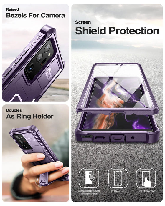 For Samsung Galaxy Note 20 Ultra Heavyduty Military Grade Protection Shockproof Bracket Case Withbuilt-In Screen Protector