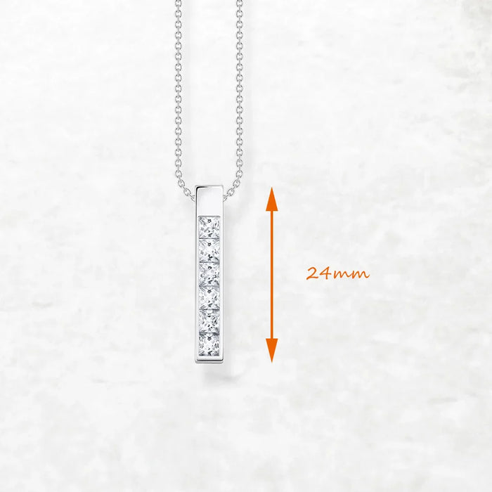 925 Sterling Silver Elegant Princess Cut Necklace Fine Jewelry For Women