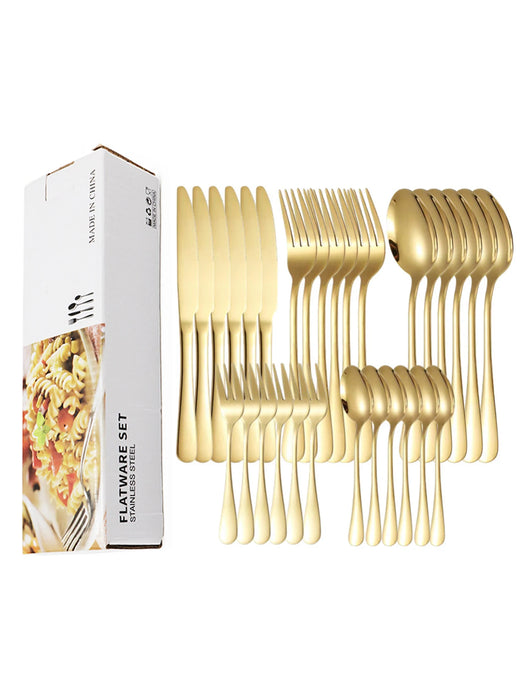 30 Piece Colourful Stainless Steel Cutlery Set For Home Kitchen