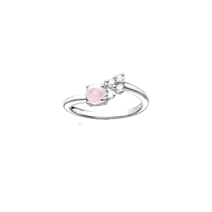 925 Sterling Silver Shimmering Pink Opal Arrow Ring Romantic Gift