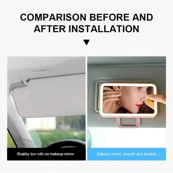Rechargeable Led Sun Visor Makeup Mirror For Car Interior Universal Fit