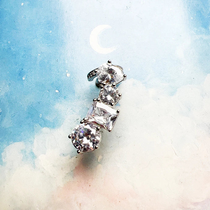 925 Sterling Silver Climber Ear Stud With White Zircon For Women