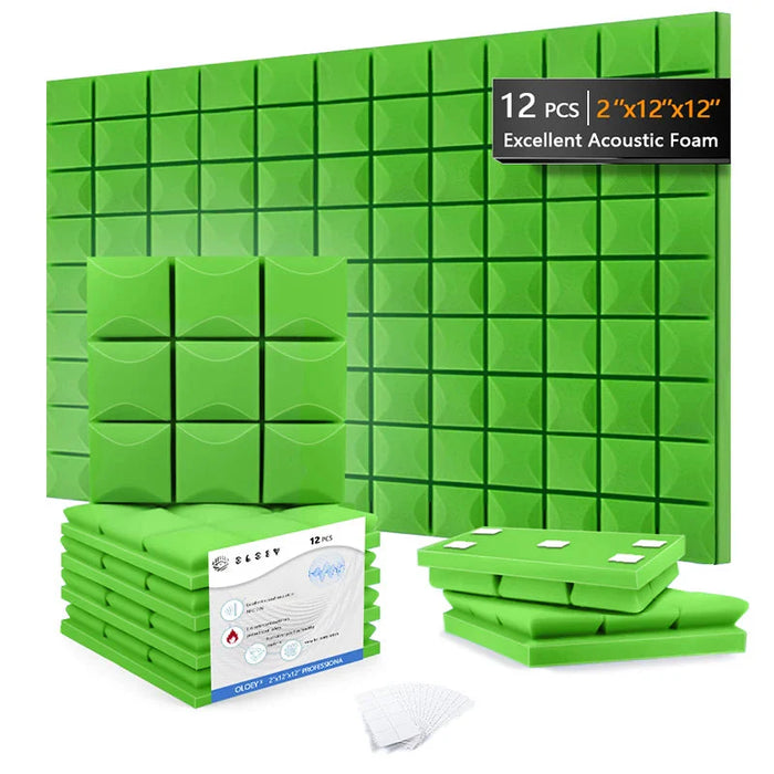 12 Pieces Acoustic Foam Panels For Studio Sound Insulation Noise Reduction Wedge Tiles