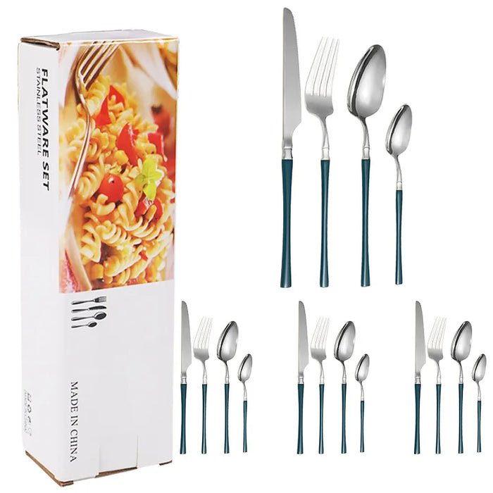 16 Piece Stainless Steel Tableware Set For Restaurants And Hotels