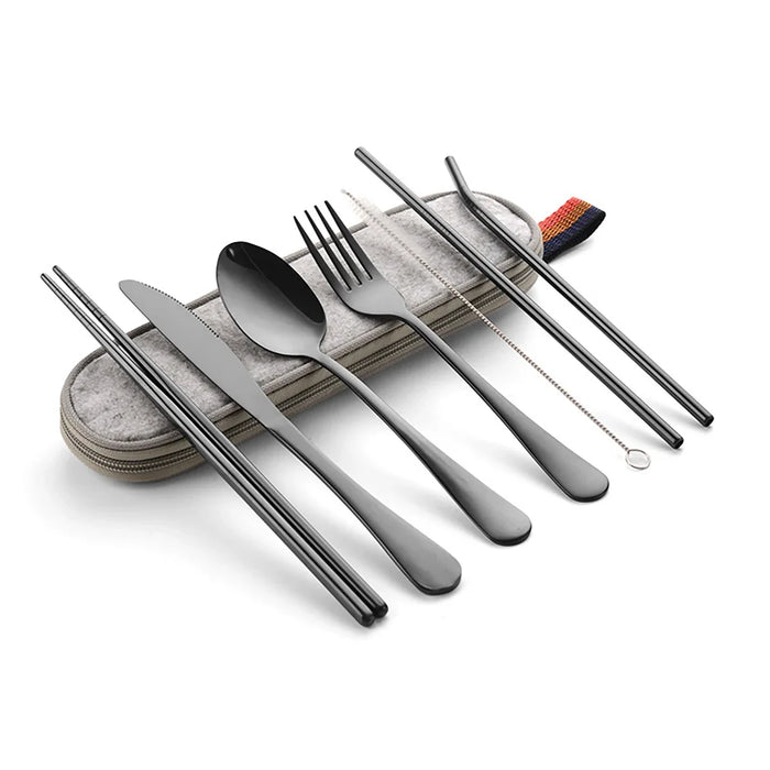 8 Piece Portable Cutlery Set For Outdoor Picnics Travel And Students