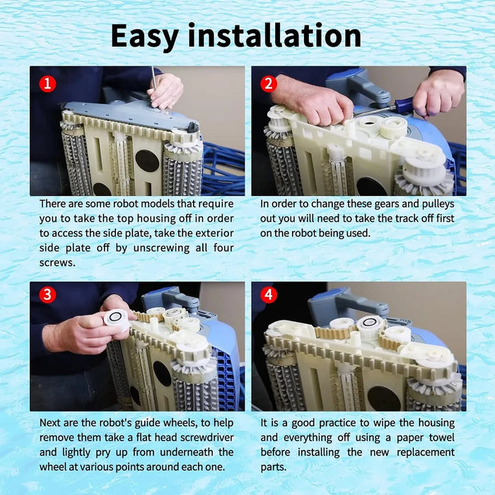 4 Pack Guide Wheels 2 Pully Gears 3884997-R6 Compatible With Dolphin Nautilus Cc Plus Premier Pool Cleaner Accessories