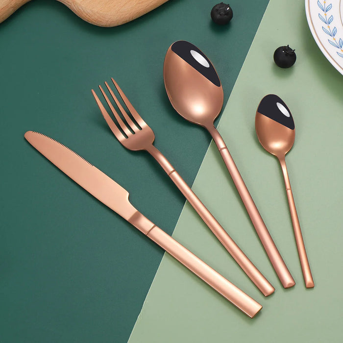 4 Piece Stainless Steel Cutlery Set Steak Knife Dessert Fork Spoon