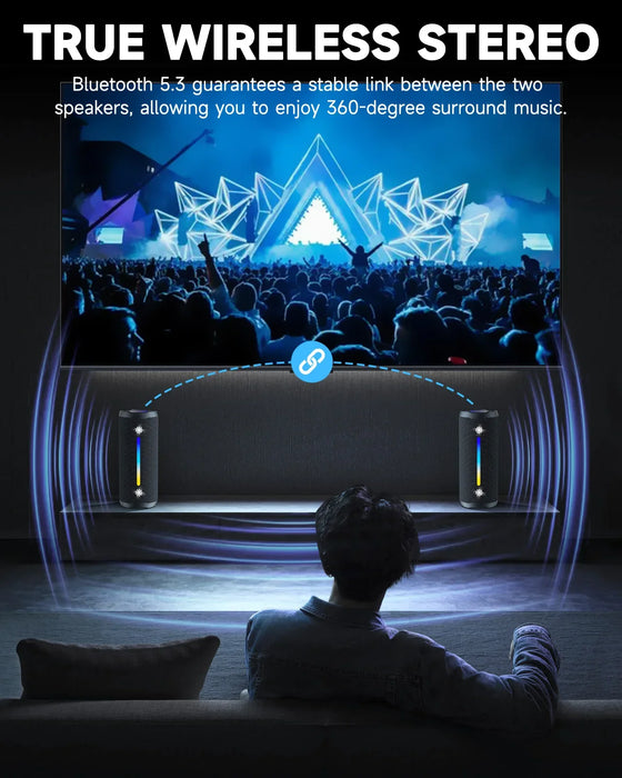 Waterproof Bluetooth Speakers With Party Lights