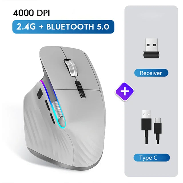 Wireless Multi Device Mouse Bluetooth 5.0 & 3.0 2.4G Ergonomic