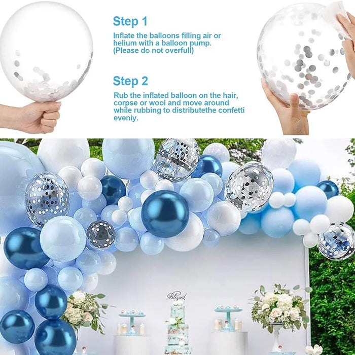 80Pcs Winter Birthday Theme Decoration Balloon Set Snowflake Blue Snowman Princess Balloon Party Wedding Decoration Balloon