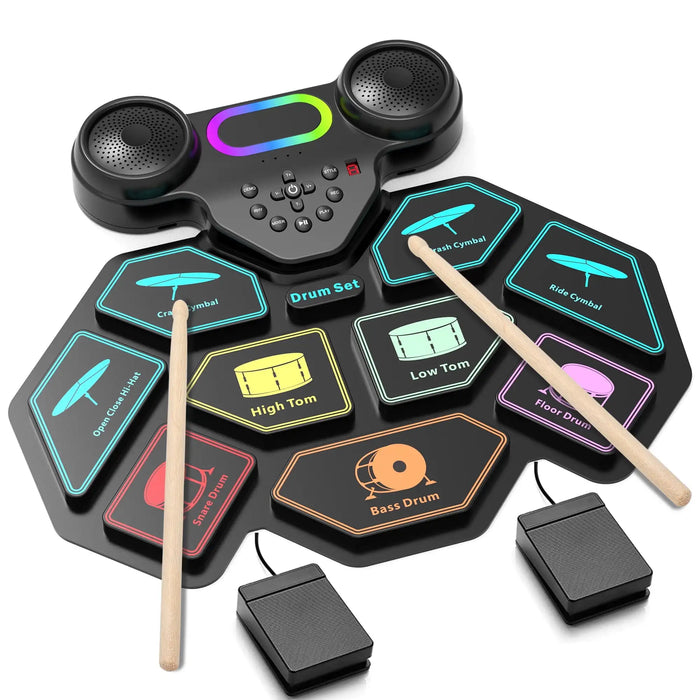 Portable Electronic Drum Set For Kids & Adults 9 Pads With Headphone Jack & Speaker
