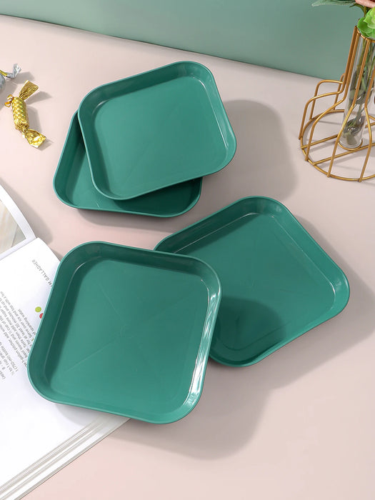 4 / 8 / 12 Piece Reusable Dark Green Snack Plates Perfect For Home Picnics And Camping