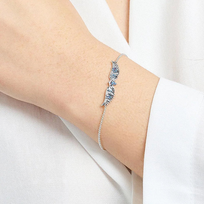 925 Sterling Silver Blue Phoenix Wing Bracelet Chain For Women Boho