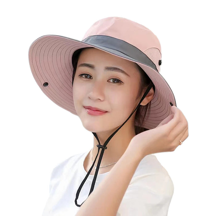 Quick Drying Large Brim Bucket Hat For Women Sun Protection & Ponytail Opening Outdoor Fishermen Cap