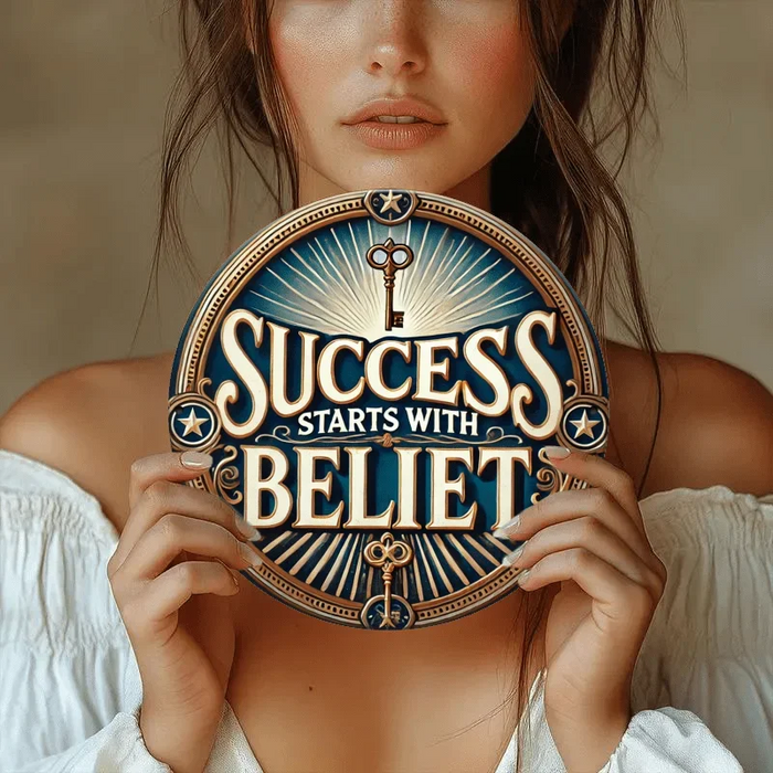 Vintage Wooden Round Sign Motivational Quote Wall Art