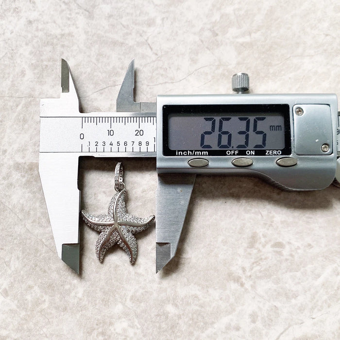 925 Sterling Silver Sparkling Starfish Pendant Ocean Spirit Jewelry For Women
