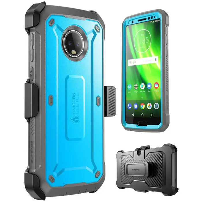 For Moto G6 Ub Pro Full-Body Rugged Holster Case With Built-In Screen Protector