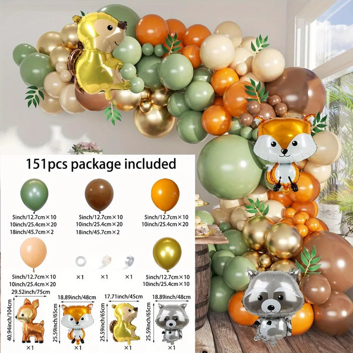 151Pcs Woodland Animal Balloon Garland Set Forest Animal Birthday Party Neutral Reveal Party Jungle Decoration Theme Party