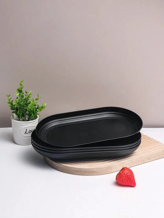 4 / 8 / 12 Piece Reusable Black Plastic Dinner Plates Perfect For Family Gatherings Parties And Picnics