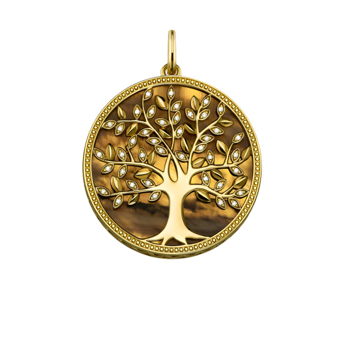 925 Sterling Silver Golden Tree Spring Pendant Nature Jewelry For Women