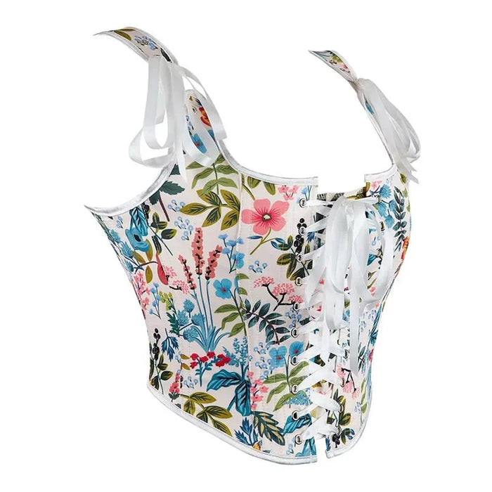 Floral Print Slimming Corset Shoulder Strap Sleeveless Vest Tank Top For Women