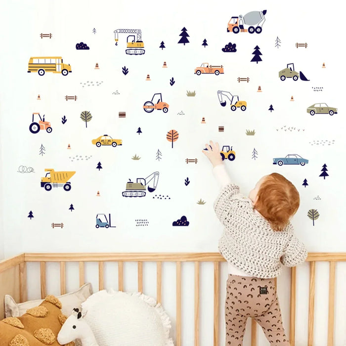 Fun Engineering Car Wall Stickers For Kids Room Decor