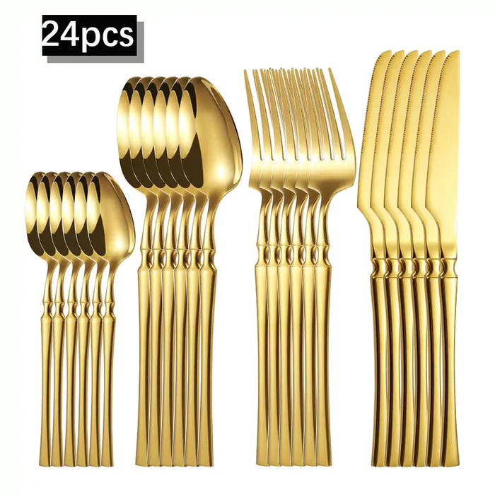 4 / 16 / 24 Piece Stainless Steel Cutlery Set For Restaurant Banquets