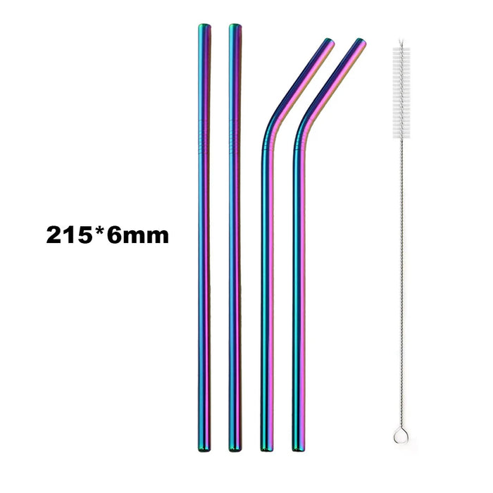Stainless Steel Reusable Drinking Straws With Cleaning Brush