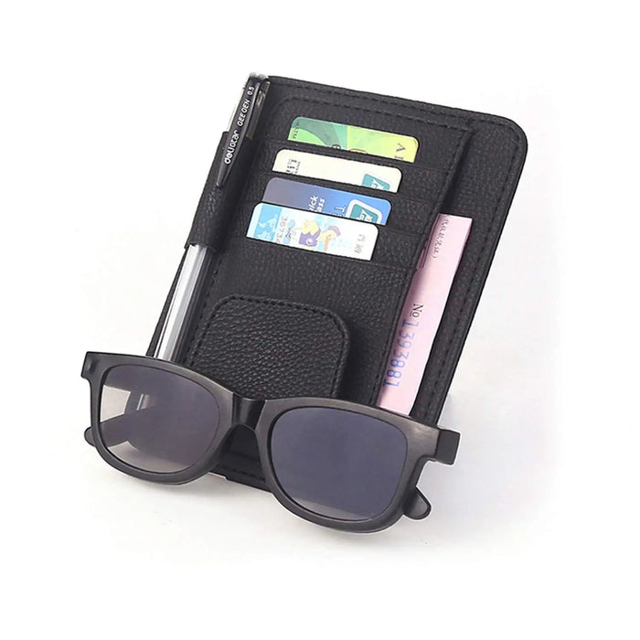 Car Sun Visor Storage Organizer Multi-Pocket Document Holder For Credit Cards Sunglasses And Pens Auto Interior Accessory