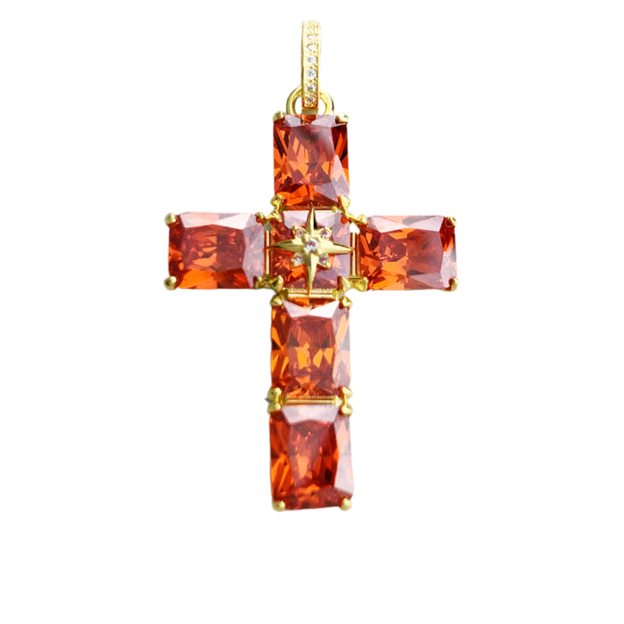 925 Sterling Silver H & Crafted Filigree Star Cross Pendant Gift For Women