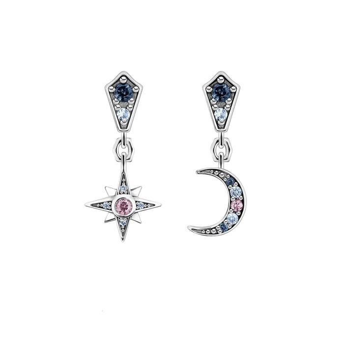 925 Sterling Silver Star & Moon Earrings Romantic Gift For Women