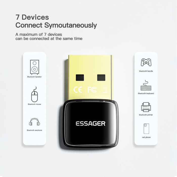 Usb Bluetooth 5.0 Adapter Dongle For Pc Laptop Speaker Wireless Mouse Earphone Music Aux Audio Receiver Transmitter