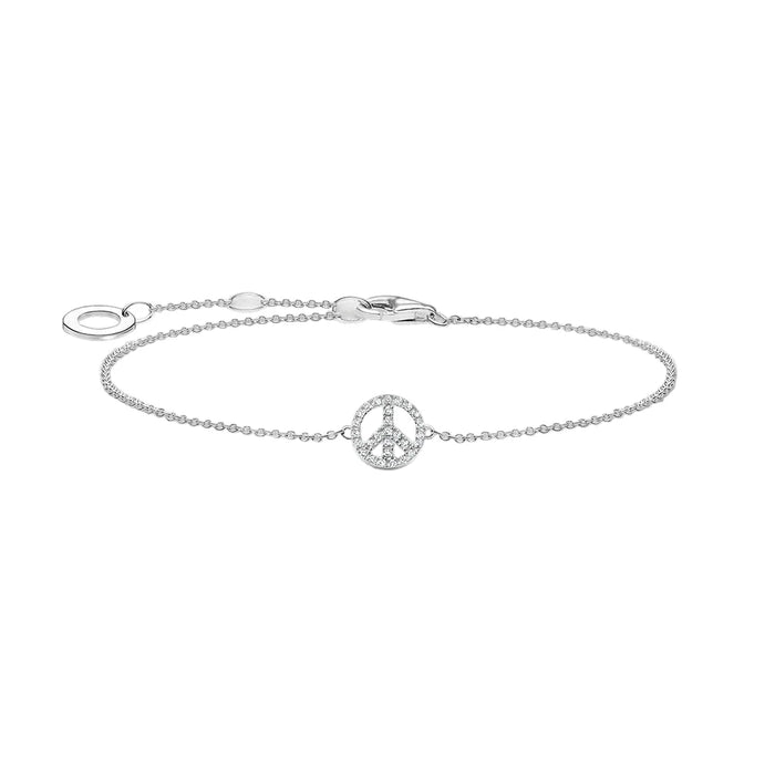 925 Sterling Silver White Zircon Peace Bracelet Link Chain Jewelry For Women