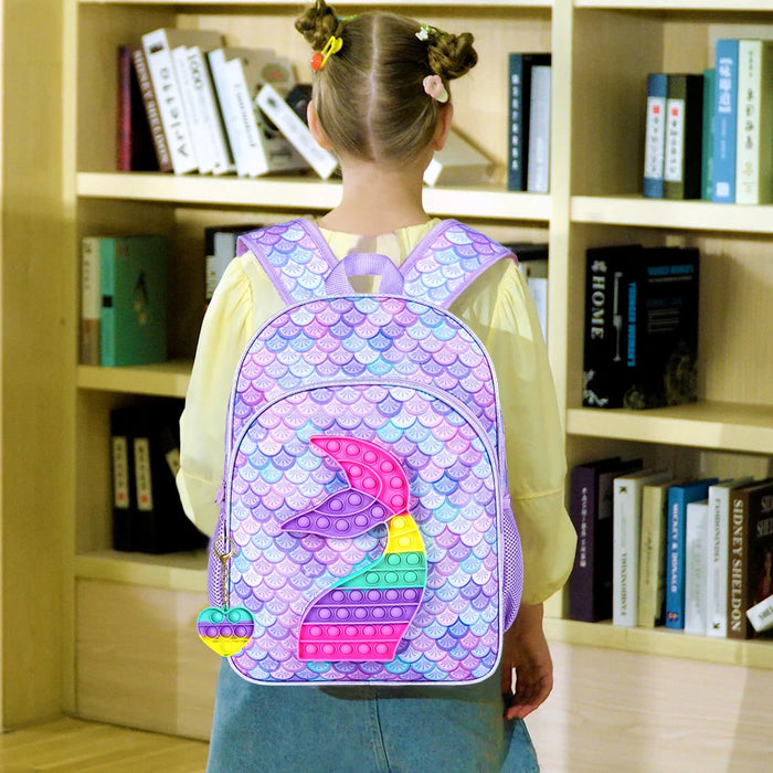 3 Piece Mermaid Backpack Set For Girls 16 Inch Bookbag Lunch Box