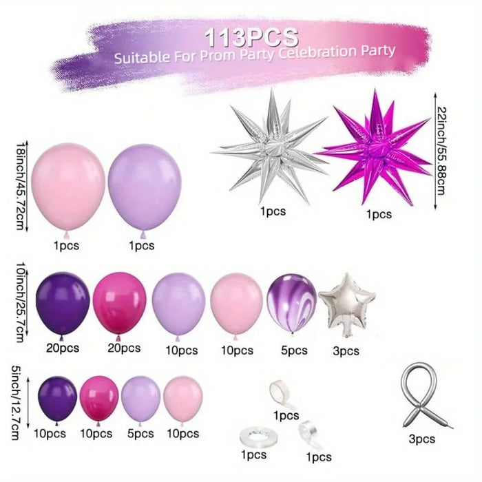 113Pcs Explosive Star Balloon Garland Arch Set Wedding Birthday Party Anniversary Decoration Indoor And Outdoor Decoration