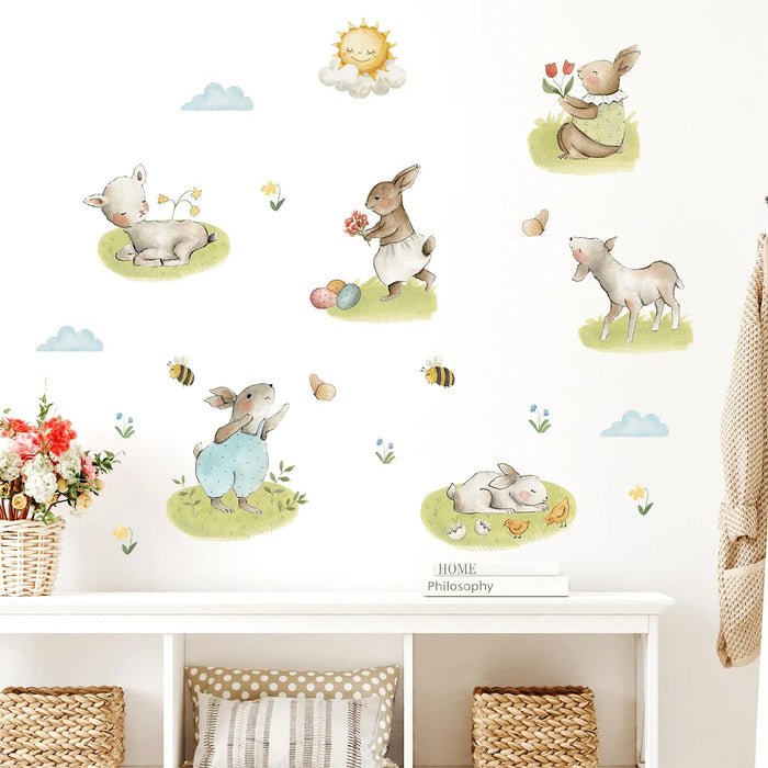 Adorable Rabbit Wall Decals For Kids Room Decor