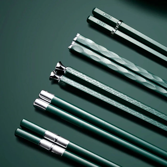 5 Pairs Stainless Steel Asian Chopsticks Set
