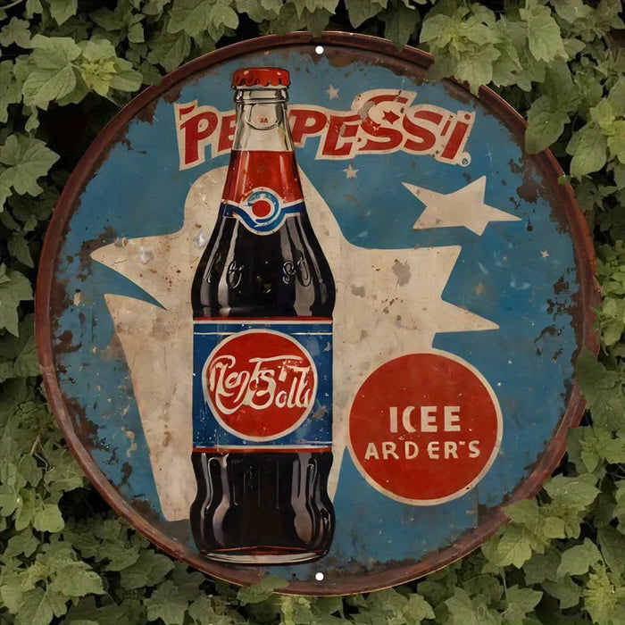 Retro Pepsi Metal Sign Colorful Cartoon Style
